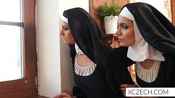 play Two nuns undress in the empty pussy in the church and touch each other lasciviously